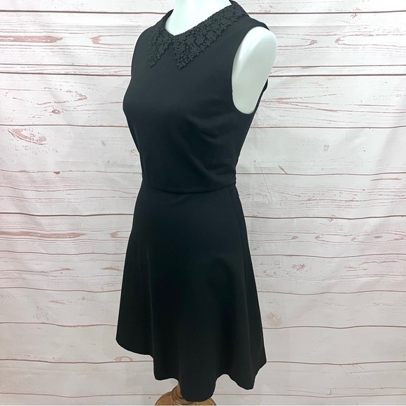 Kate Spade Crochet Lace Peter Pan Collar Ponte Knit Sleeveless Flare Dress - Picture 9 of 14